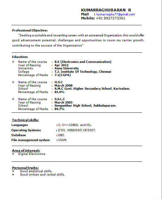 Best resume templates 2012